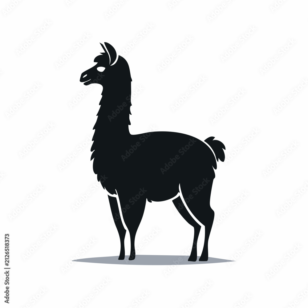 Fototapeta premium Minimalistische Alpaka-Silhouette – Niedliches Alpaka als Vektorillustration
