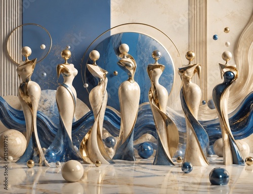 Luxury Couture Mannequins on Cream Background. Sophisticated Female Silhouettes.
