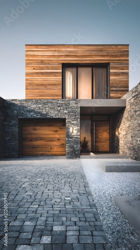 Contemporary Luxury Family Home Exterior with Modern Architecture and Stylish Front Entrance