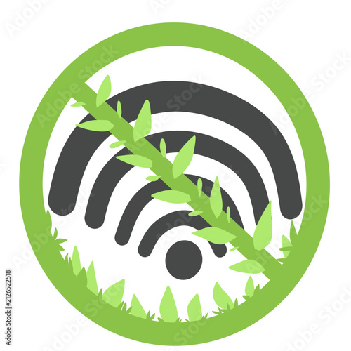 Foto No Wireless Signal Sign With Plant Overgrowth