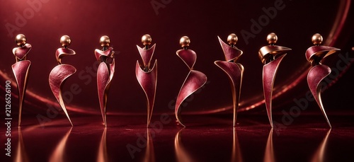 Colorful Luxury Couture Mannequins on Cream Background. Sophisticated Female Silhouettes.