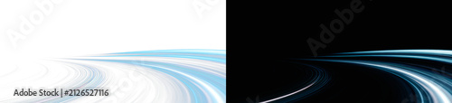 Фотография Abstract glowing silver orbital arc on white and black background, futuristic light trace overlay