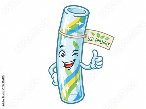 Eco-friendly cartoon glass straw tube with smiling face and thumbs up