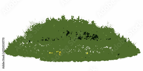 Fotografía Natural grass island with wildflowers a vector illustration on a white backgroun