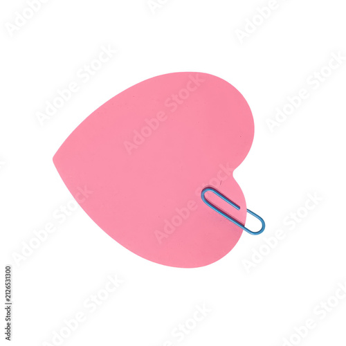 Fotografía Pink heart with paperclip icon illustration
