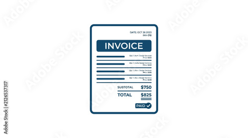 Business invoice document icon with payment details