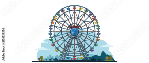 Bild auf Leinwand Ferris Wheel Attraction at Carnival Funfair