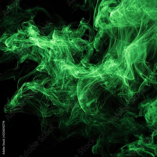 Vibrant Green Smoke Abstract Background