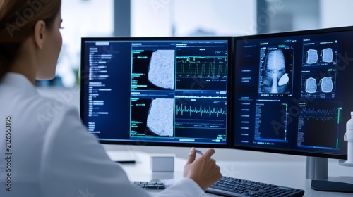 Healthcare Dashboard Integrating Radiology Laboratory And Pha Patient Monitoring Screen Detail, medical service interface, AI healthcare dashboard, digital diagnostic technology