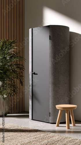 Tall Minimal Gray Storage Cabinet in Contemporary Interior
