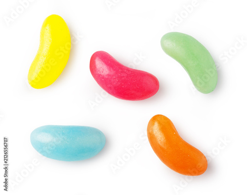 Fotografía Colorful jelly beans candy on a white background