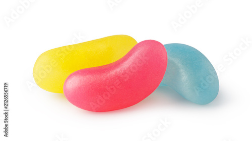 Fotografía Colorful jelly beans candyon a white background