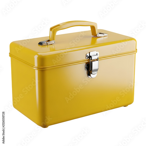 Yellow vintage metal briefcase with lock