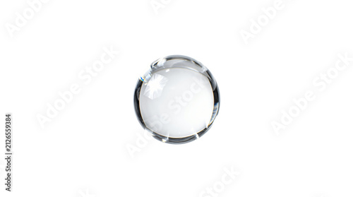 Single clear water drop isolated on white background