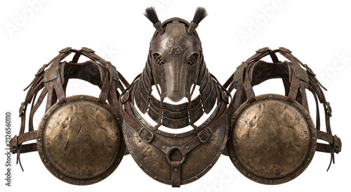 Konstfotografi Antique Greek horse armor set with helmet and straps