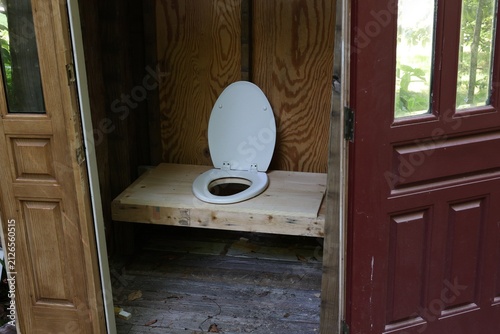 Quadro su tela toilet in the bathroom in the woods