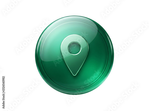 Green glossy circular map pin icon