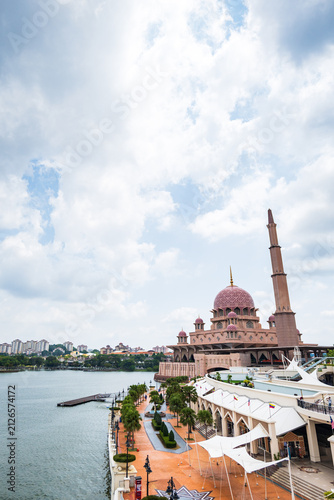 Masjid Putra pink mosque in Putrajaya, Malaysia