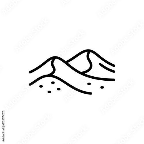 Sand dunes desert landscape wavy terrain outline icon