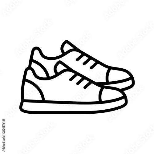 Single sneaker athletic shoe side profile outline icon