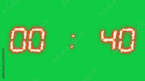 Glowing countdown timer. Fiery particle stopwatch, illuminated numeric seconds tracker, deadline indicator, time measurement instrument, blazing digits.