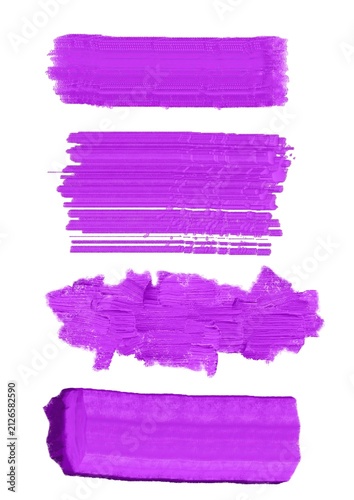 Purple Acrylic Brush Stroke Collection Isolated on White Background