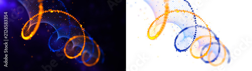 purple blue Dna Abstract Spiral Swirl Particles Vj Loop Molecule Helix Spiral on Blue. Medical Science Technology, Genetic Biotechnology, Chemistry, Biology, Gene Cell Concept	