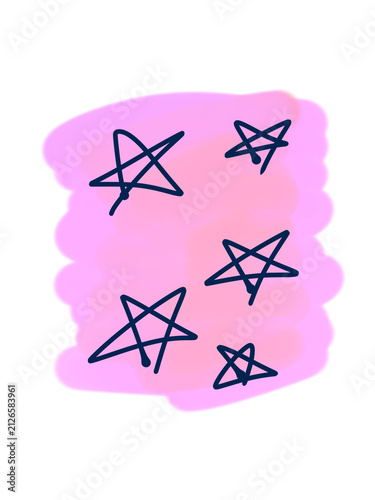 Stars line art colorful handdrawn script