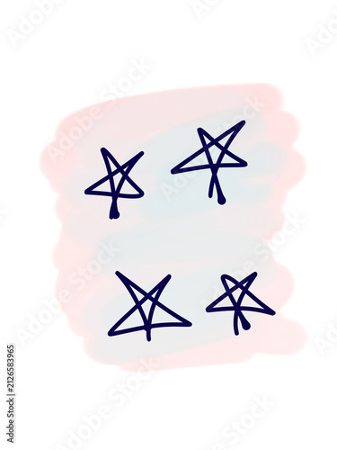 Stars line art colorful handdrawn script