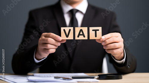 Professional hands present wooden blocks spelling out an important financial abbreviation, highlighting tax or accounting concepts on a desk