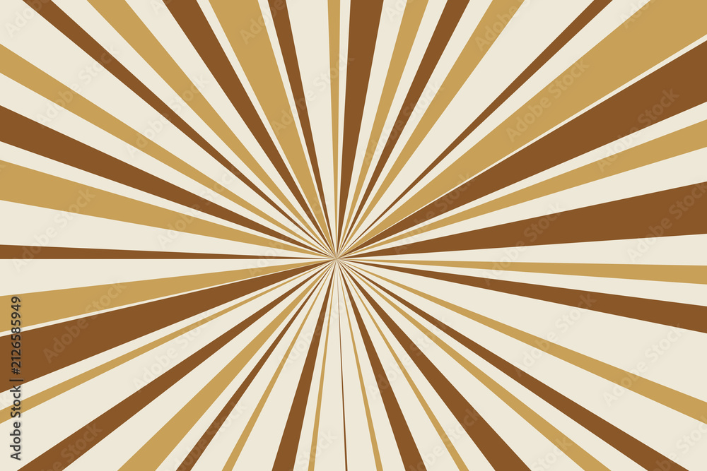Obraz premium Abstract sunburst background with radial stripes in brown and beige tones 