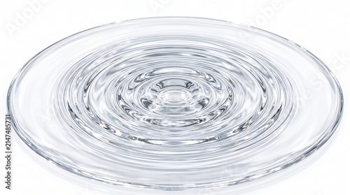 Concentric ripple rings in clear liquid water surface isolated with pure white background concentric ripples transparency disturbance transparent