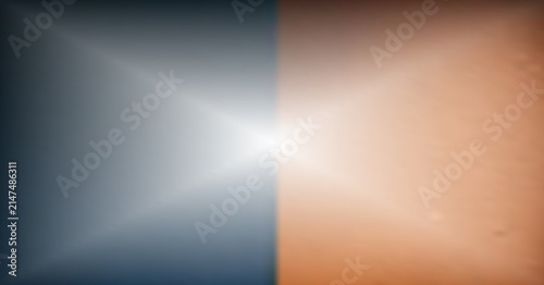 Obraz na plátně Abstract background with a central light flare dividing dark blue and warm orang