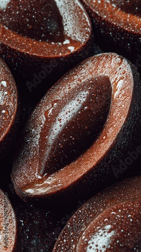 Black Sapote Pulp Texture Full Frame Flat Lay