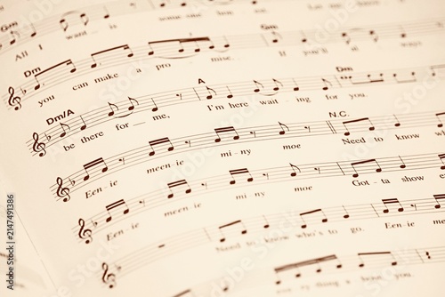 Close-up shot of sheet music