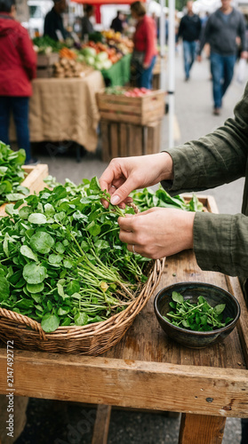 Fresh Greens At A Farmers Market Stand Browse Healthy Produce
