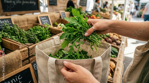 Fresh Greens At Farmers Market For Healthy Organic Groceries