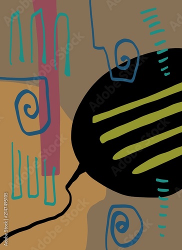 Abstract image for printing. Picture for modern interiors. The picture is painted by hand on a tablet.