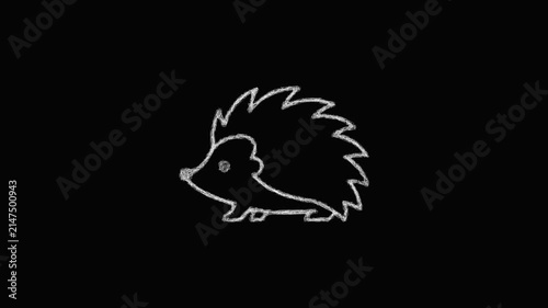 Sketch hedgehog line art icon animation - smooth progressive reveal