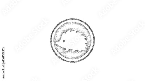 Sketch hedgehog badge icon animation - smooth progressive reveal