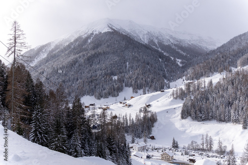 winter landscape in the mountains of Davos, Switzerland