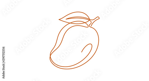 Simple mango fruit outline vector illustration.