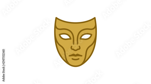 Golden theatrical masquerade mask face drama performance icon.