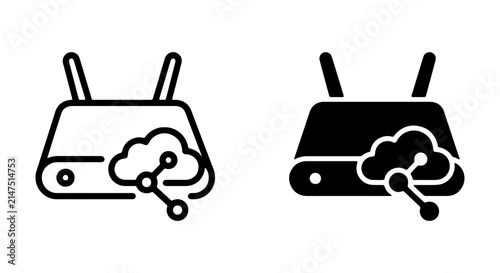 Cloud Router Icon, Wireless Network Device, Data Sharing Technology, Internet Connectivity Vector