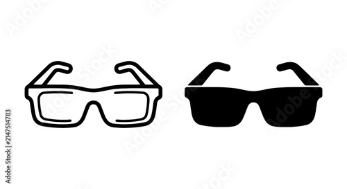 Minimalist Sunglasses Vector Icon Set, Black and White Spectacles Graphic, Eyewear Design Elements
