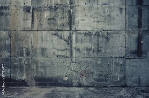  Photo of Old grey concrete bunker wall. Background texture for backdrops or mapping