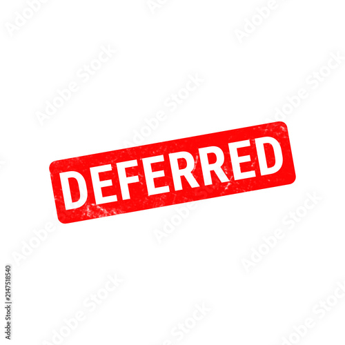 Foto Deferred red rubber stamp icon, weathered grunge texture on white background, bu