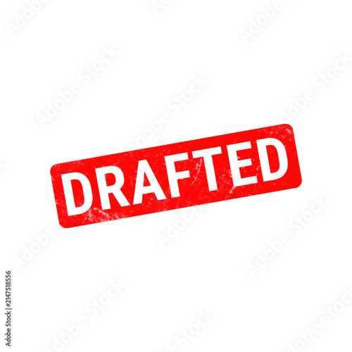 Принти на полотні Drafted red rubber stamp icon, weathered grunge ink texture on white background,