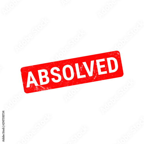 Quadro su tela Absolved red rubber stamp on white background, weathered grunge texture office s