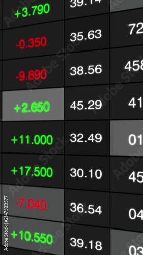 Detailed Financial Dashboard Displaying Transaction Data with Changing Numeric Values in Various Colors Representing Financial Metrics
